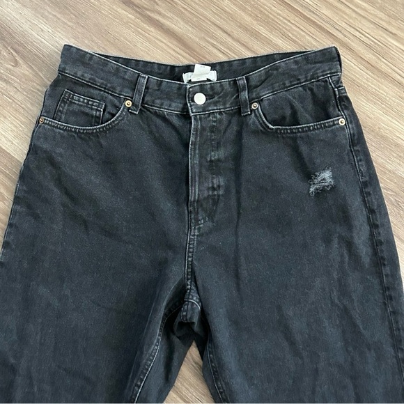H&M Washed Out Black High Waist Ankle Jeans Women Size 12 - Picture 6 of 7